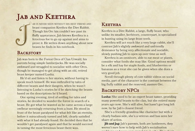write your dnd characters backstory